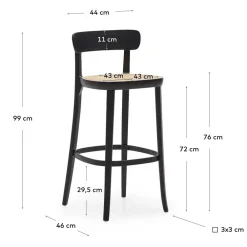 Wohnen Hocker<Retro Barstuhl mit Wiener Geflecht Sitz - Pulany (2er Set)