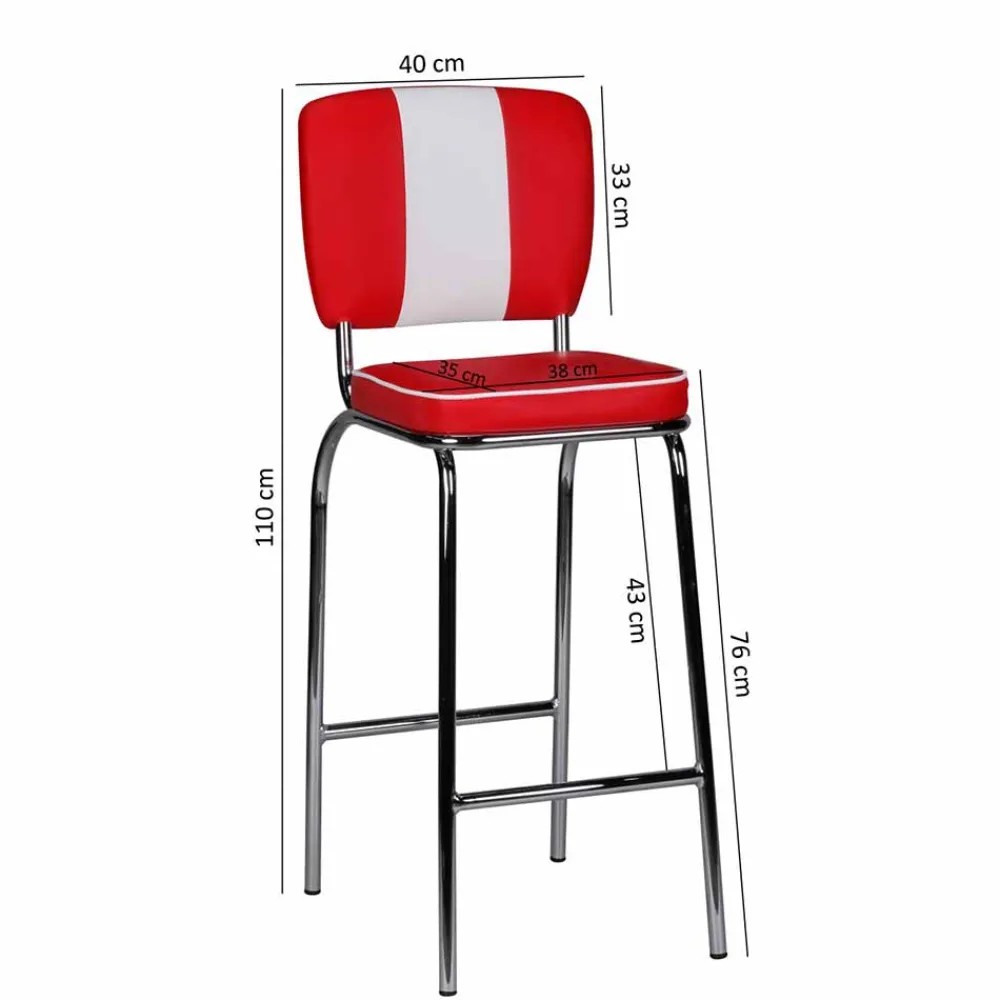 Wohnen Hocker<Retro Barstuhl Reflecta in Rot und Weiß