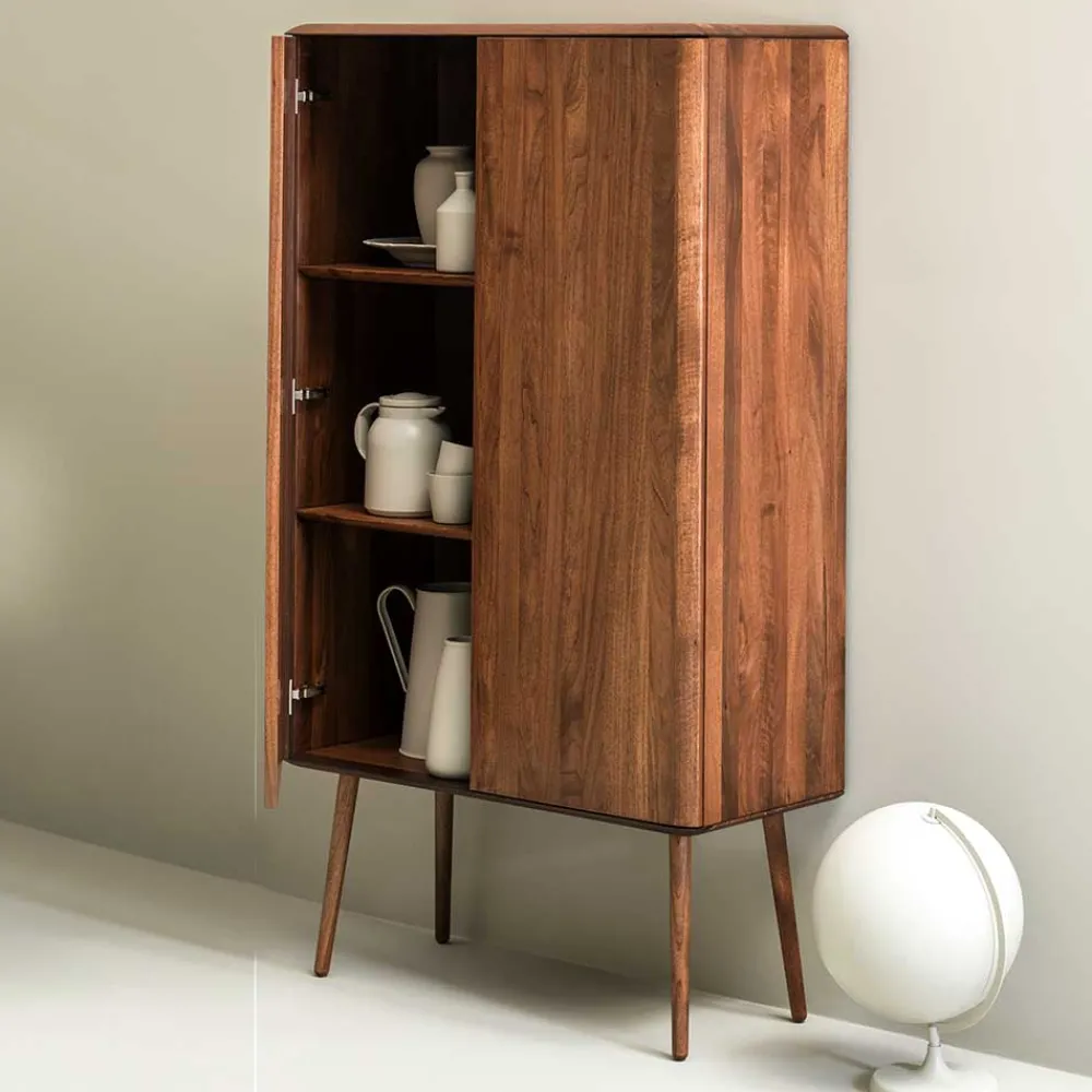 Wohnen Highboards<Retro Chic Highboard aus Nussbaum - Rivossa