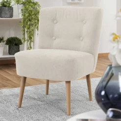 Wohnen Sessel<Retro Cocktailsessel in Beige und Buche - Cranzo