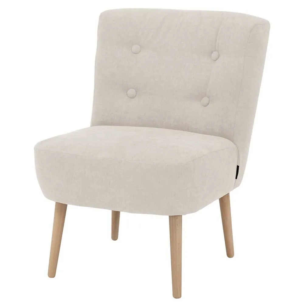 Wohnen Sessel<Retro Cocktailsessel in Beige und Buche - Cranzo