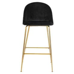 Wohnen Hocker<Retro Design Barstühle in Schwarz & Messing - Venjus (2er Set)