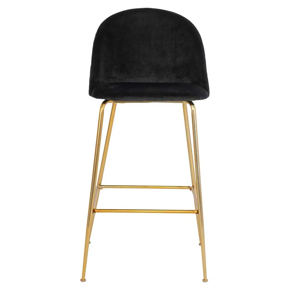 Wohnen Hocker<Retro Design Barstühle in Schwarz & Messing - Venjus (2er Set)