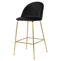 Wohnen Hocker<Retro Design Barstühle in Schwarz & Messing - Venjus (2er Set)