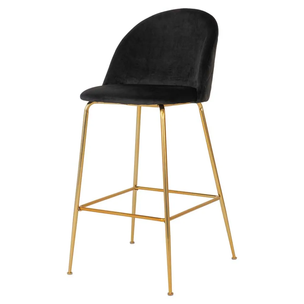 Wohnen Hocker<Retro Design Barstühle in Schwarz & Messing - Venjus (2er Set)
