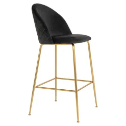 Wohnen Hocker<Retro Design Barstühle in Schwarz & Messing - Venjus (2er Set)