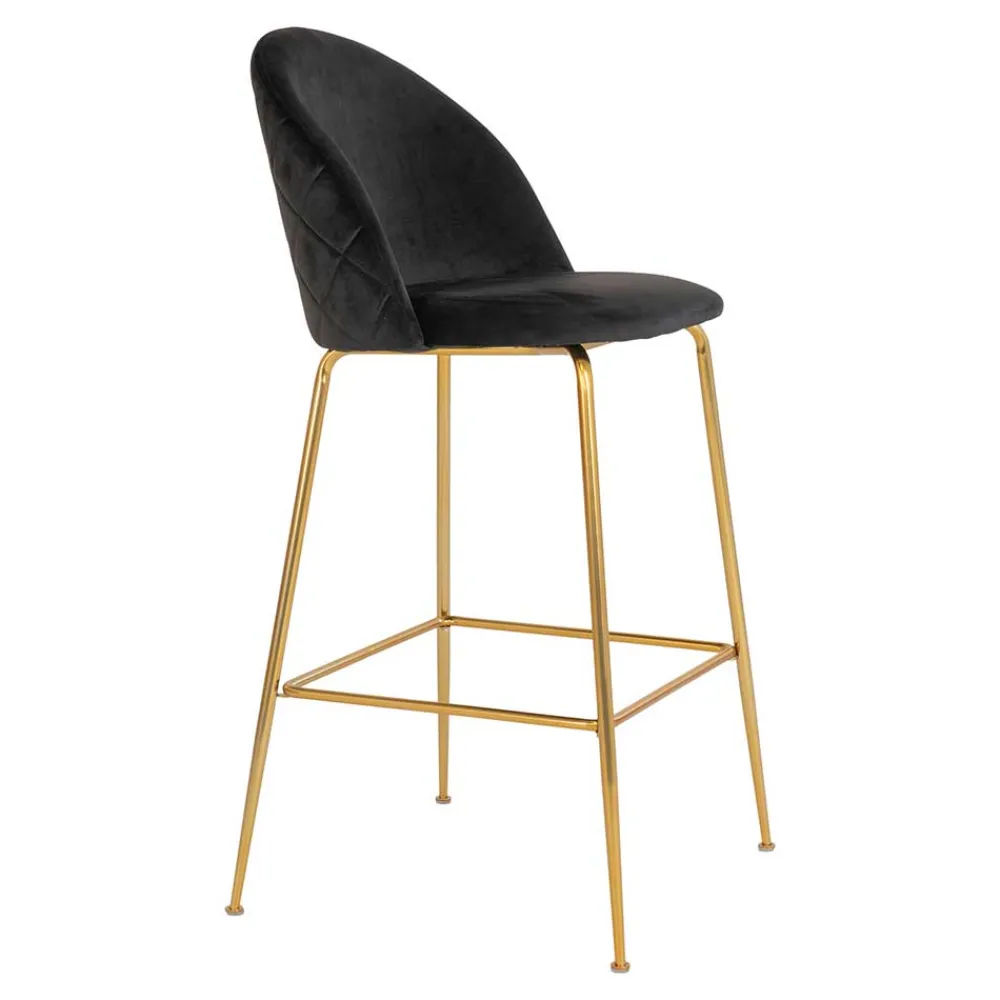 Wohnen Hocker<Retro Design Barstühle in Schwarz & Messing - Venjus (2er Set)