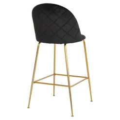 Wohnen Hocker<Retro Design Barstühle in Schwarz & Messing - Venjus (2er Set)