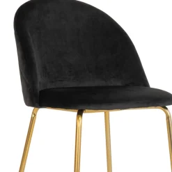 Wohnen Hocker<Retro Design Barstühle in Schwarz & Messing - Venjus (2er Set)