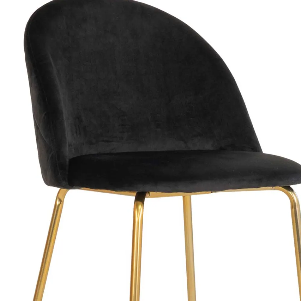 Wohnen Hocker<Retro Design Barstühle in Schwarz & Messing - Venjus (2er Set)