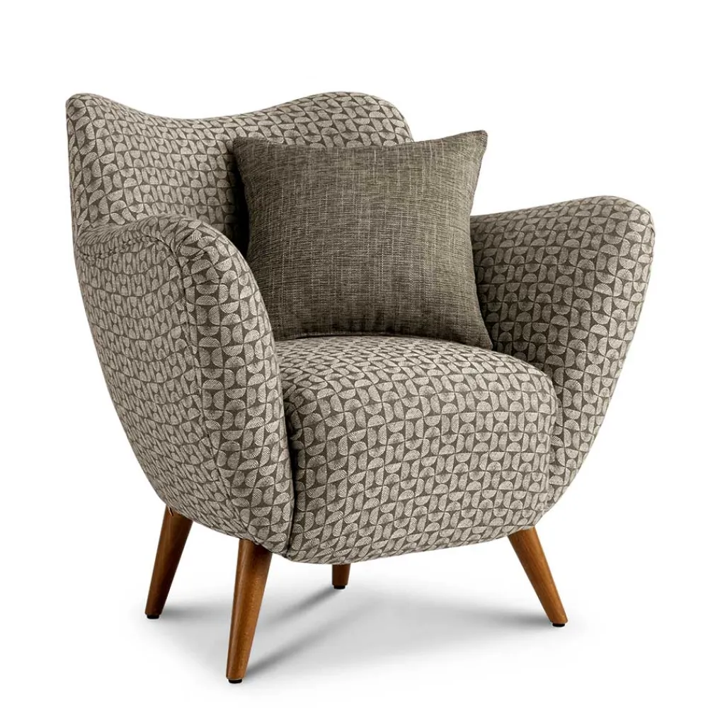 Wohnen Sessel<Retro Designsessel in Beige und Braun gemustert - Regiovs