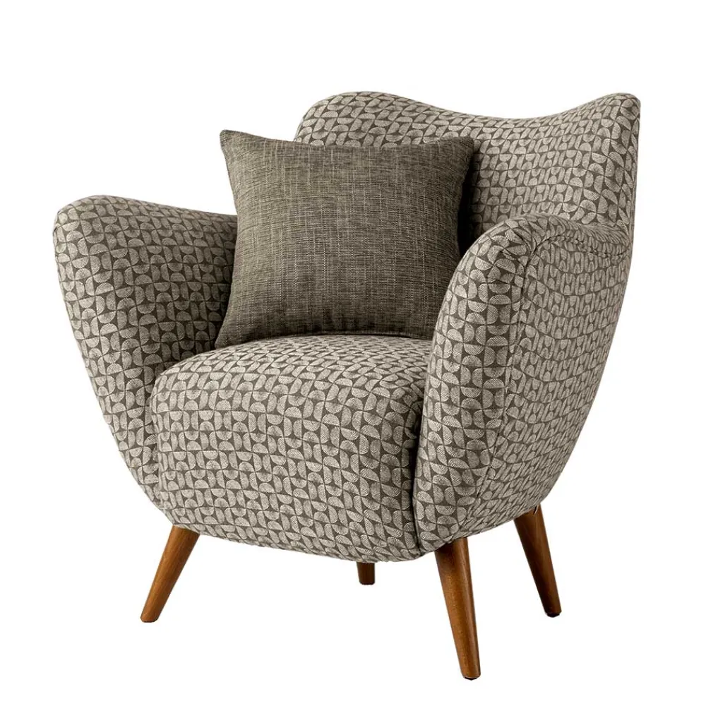 Wohnen Sessel<Retro Designsessel in Beige und Braun gemustert - Regiovs