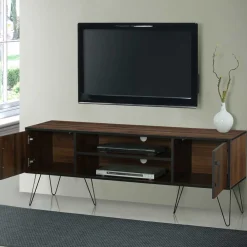 Wohnen Tv & Hifi-Möbel|Lowboards<Retro Design-TV-Lowboard in Holzoptik Braun - Hamidy