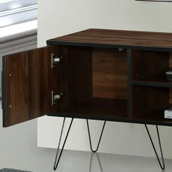 Wohnen Tv & Hifi-Möbel|Lowboards<Retro Design-TV-Lowboard in Holzoptik Braun - Hamidy