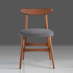Wohnen Stühle<Retro Esstischstuhl in Nussbaum Braun & Grau - Translato
