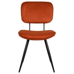 Wohnen Stühle<Retro Küchenstuhl in Rost Braun Cord-Bezug - Candeloco (2er Set)