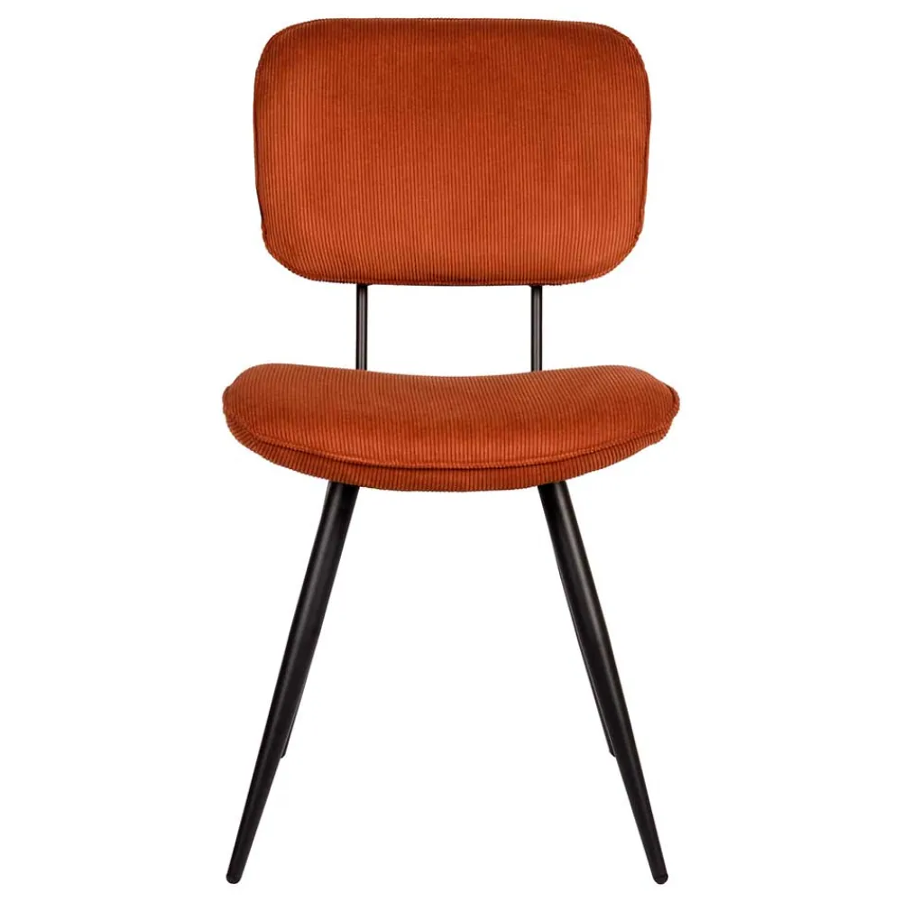 Wohnen Stühle<Retro Küchenstuhl in Rost Braun Cord-Bezug - Candeloco (2er Set)