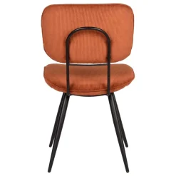 Wohnen Stühle<Retro Küchenstuhl in Rost Braun Cord-Bezug - Candeloco (2er Set)