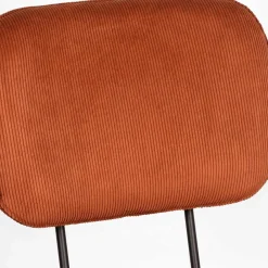 Wohnen Stühle<Retro Küchenstuhl in Rost Braun Cord-Bezug - Candeloco (2er Set)