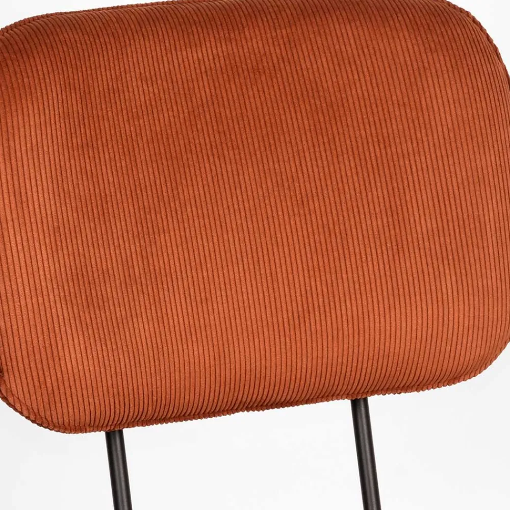 Wohnen Stühle<Retro Küchenstuhl in Rost Braun Cord-Bezug - Candeloco (2er Set)