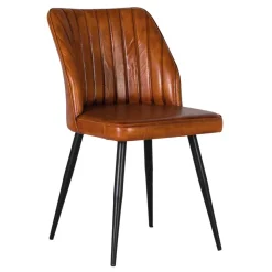 Wohnen Stühle<Retro Lederstuhl in Cognac Braun - Valtte