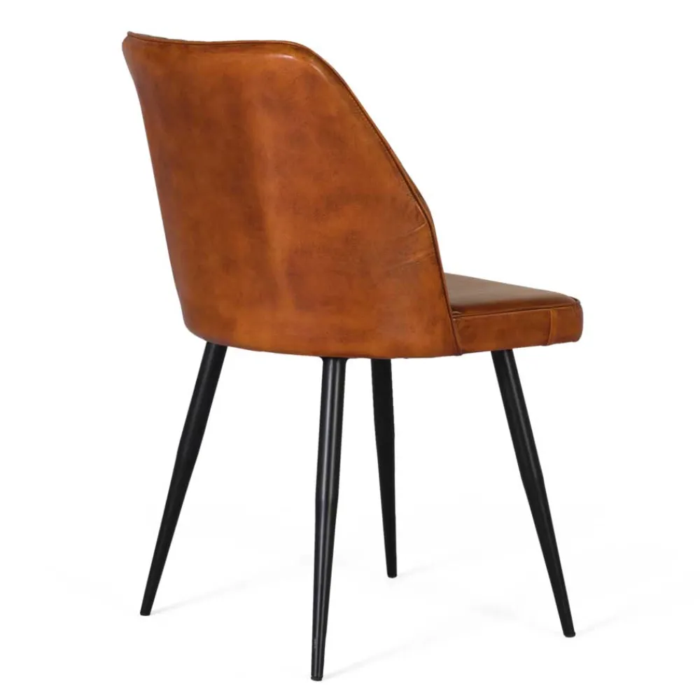 Wohnen Stühle<Retro Lederstuhl in Cognac Braun - Valtte