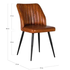 Wohnen Stühle<Retro Lederstuhl in Cognac Braun - Valtte