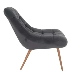Wohnen Sessel<Retro Loungsstuhl in Dunkelgrau Samt - Corners