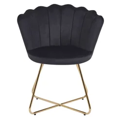 Wohnen Stühle<Retro Muschelstühle in Schwarz Samt - Rubins (2er Set)
