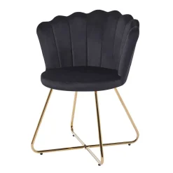 Wohnen Stühle<Retro Muschelstühle in Schwarz Samt - Rubins (2er Set)