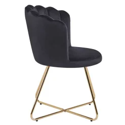 Wohnen Stühle<Retro Muschelstühle in Schwarz Samt - Rubins (2er Set)