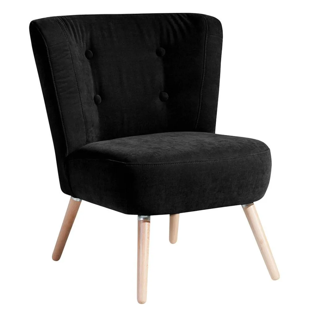 Wohnen Sessel<Retro Polstersessel in Schwarz Velours - Adaliz