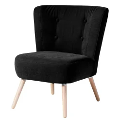 Wohnen Sessel<Retro Polstersessel in Schwarz Velours - Adaliz