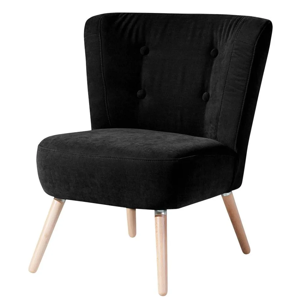 Wohnen Sessel<Retro Polstersessel in Schwarz Velours - Adaliz