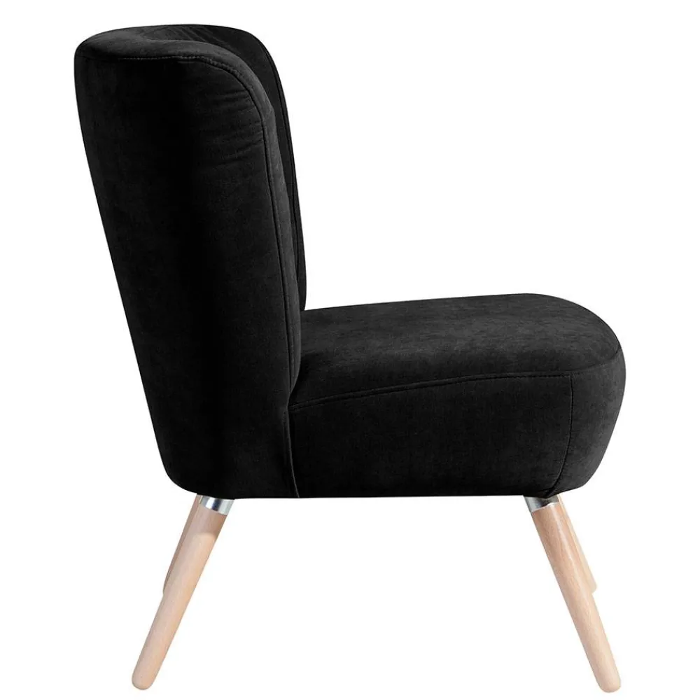 Wohnen Sessel<Retro Polstersessel in Schwarz Velours - Adaliz