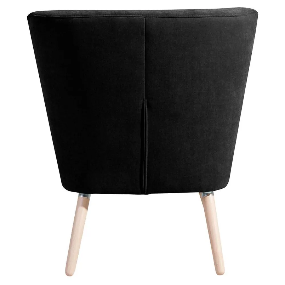 Wohnen Sessel<Retro Polstersessel in Schwarz Velours - Adaliz