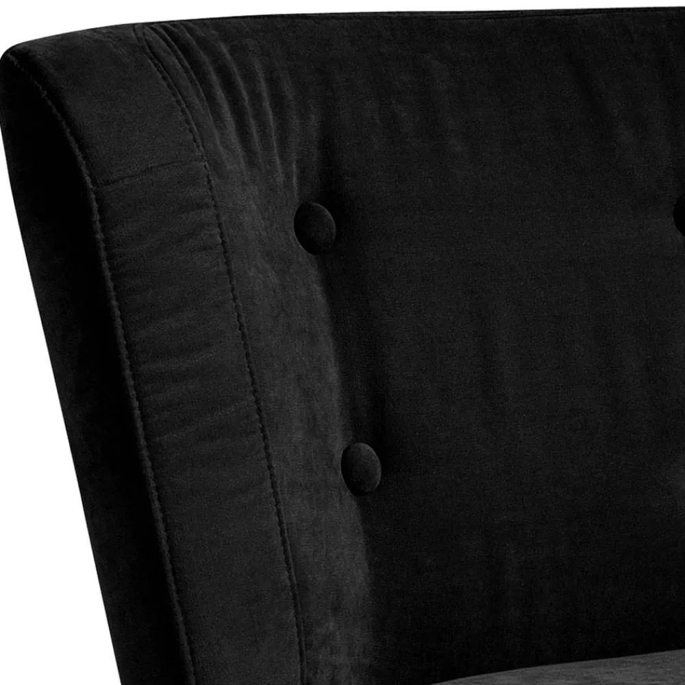 Wohnen Sessel<Retro Polstersessel in Schwarz Velours - Adaliz