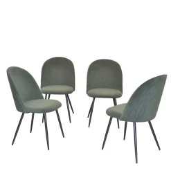 Wohnen Stühle<Retro Polsterstühle in Oliv Grün - Perry (4er Set)