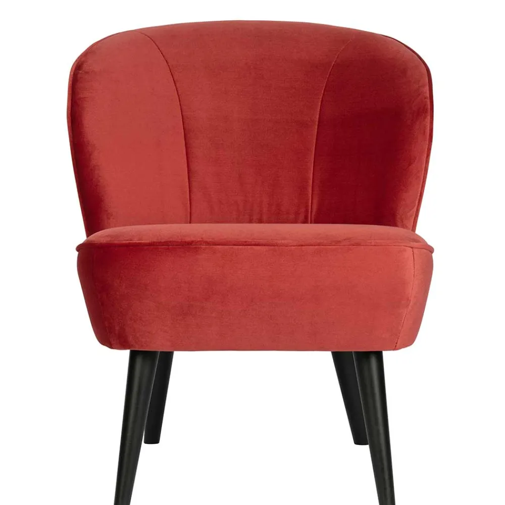 Wohnen Sessel<Retro Samtsessel in Rot & Schwarz - Dumarkus