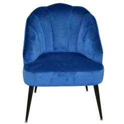 Wohnen Sessel<Retro Sessel in Blau Samt & Schwarz - Didesco
