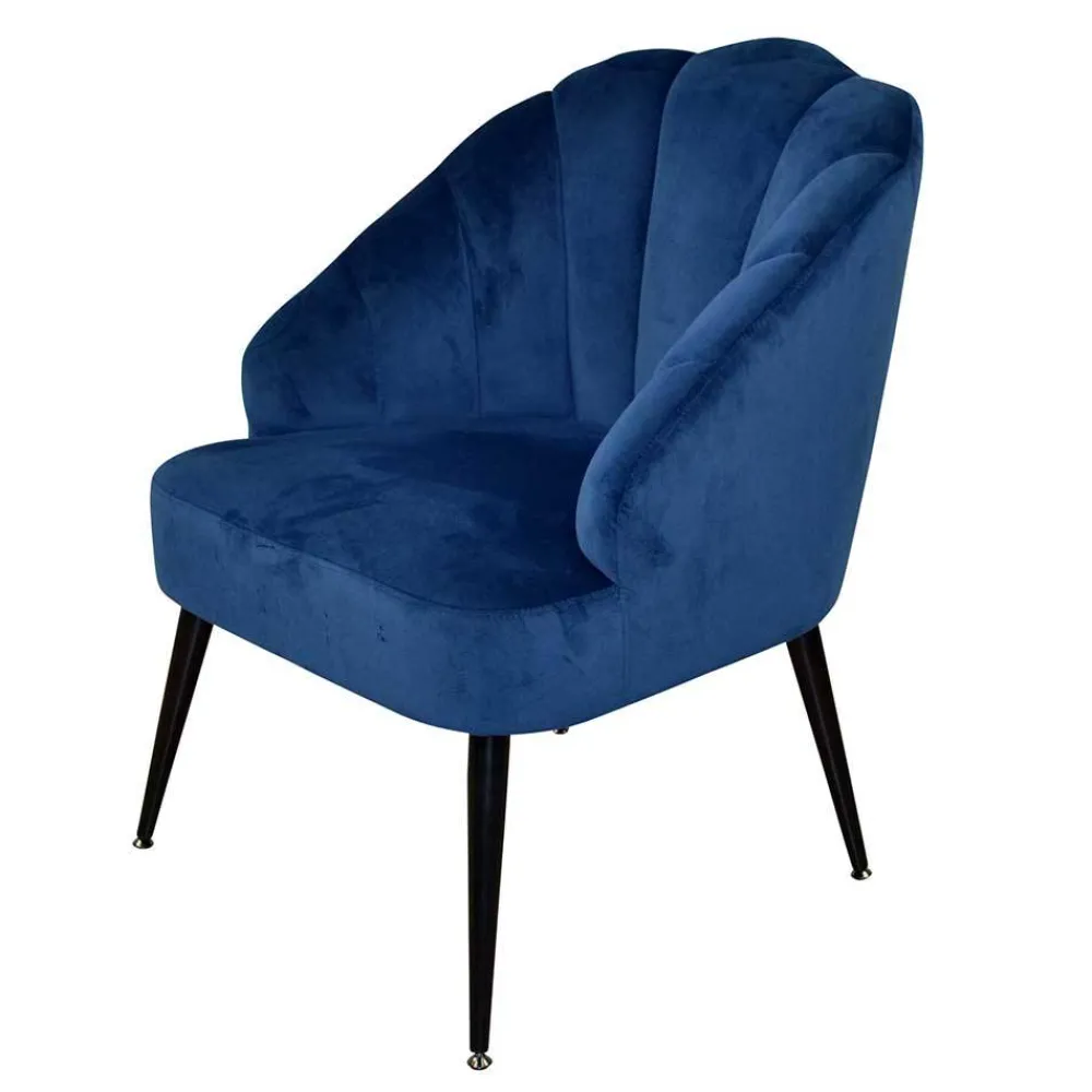 Wohnen Sessel<Retro Sessel in Blau Samt & Schwarz - Didesco