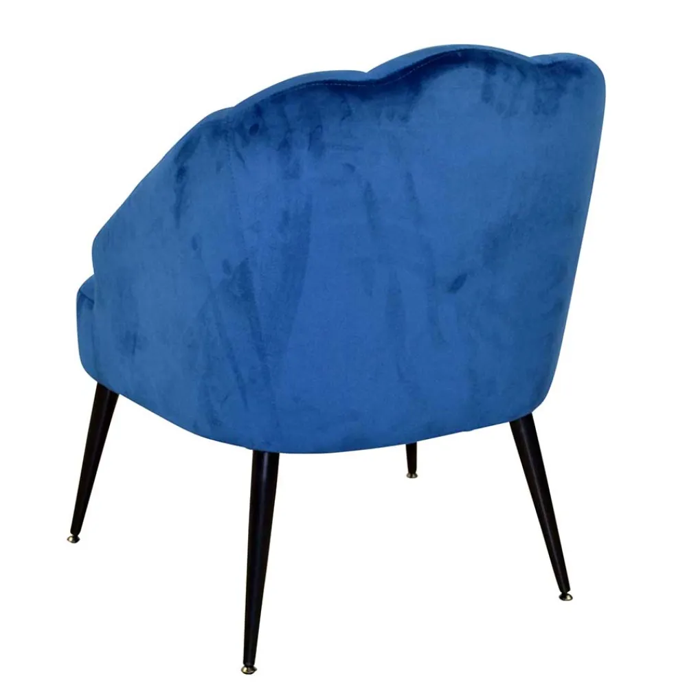Wohnen Sessel<Retro Sessel in Blau Samt & Schwarz - Didesco