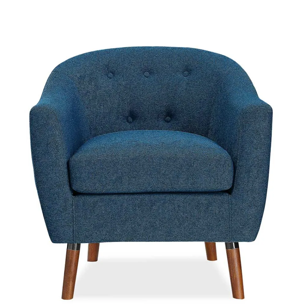 Wohnen Sessel<Retro Sessel in Blau und Walnuss Braun - Enlina