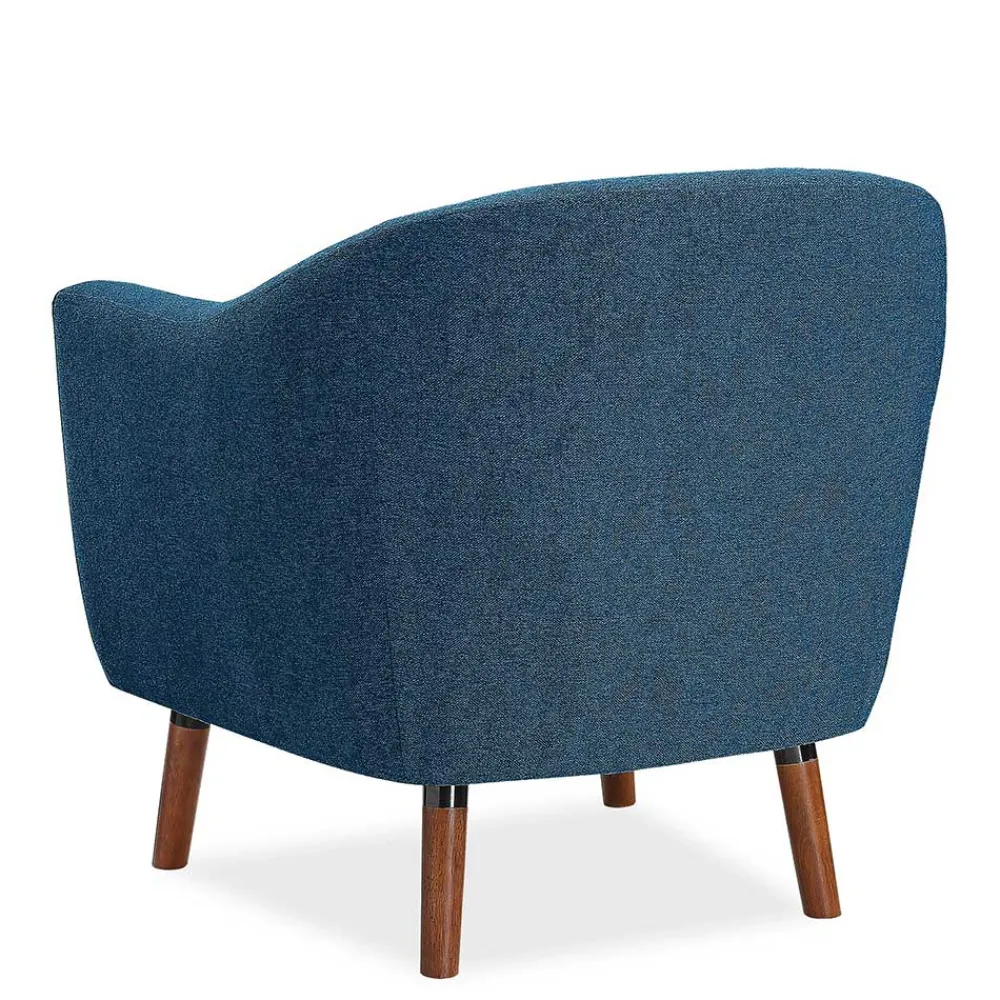 Wohnen Sessel<Retro Sessel in Blau und Walnuss Braun - Enlina