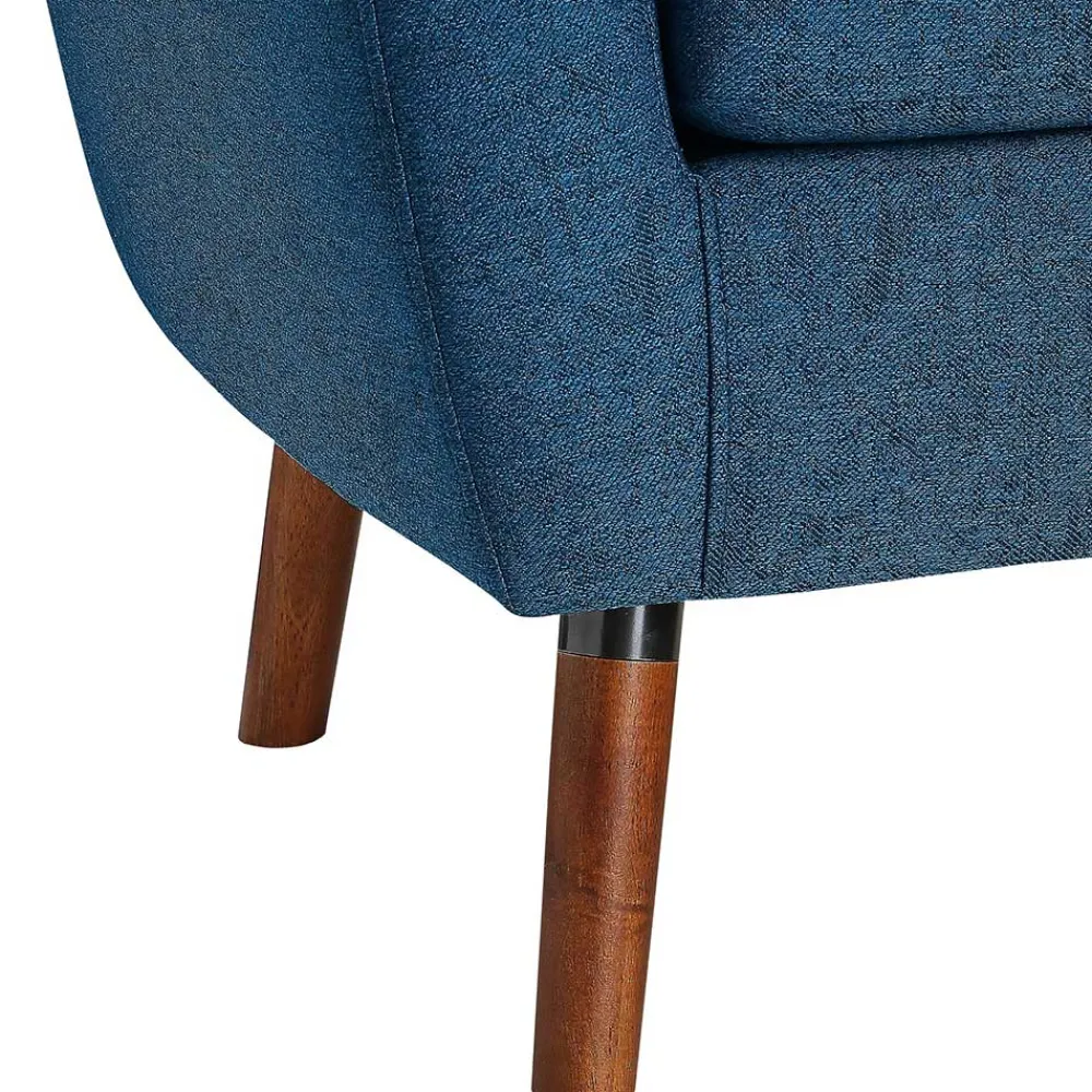 Wohnen Sessel<Retro Sessel in Blau und Walnuss Braun - Enlina