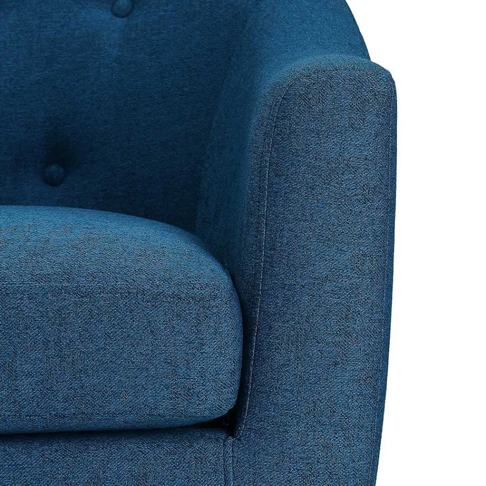 Wohnen Sessel<Retro Sessel in Blau und Walnuss Braun - Enlina