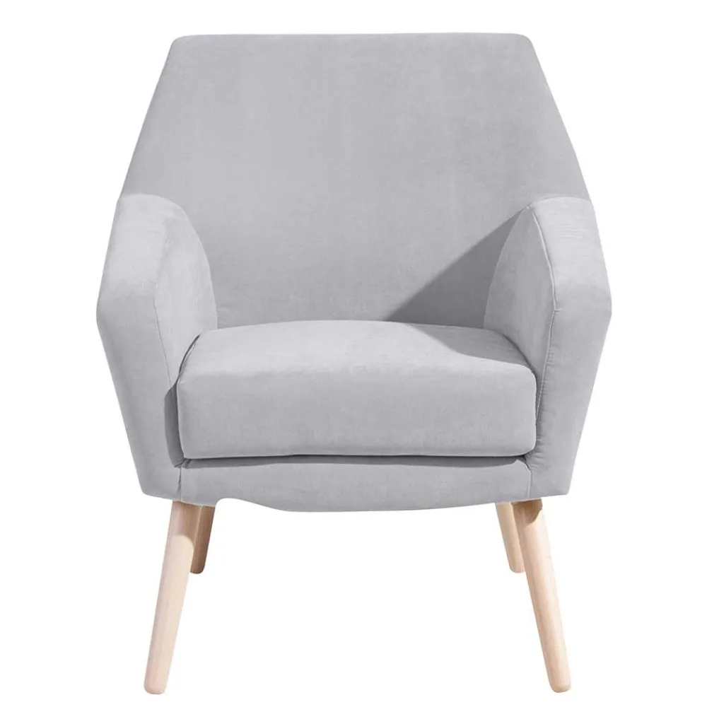 Wohnen Sessel<Retro Sessel in Silbergrau Velours - Desaros