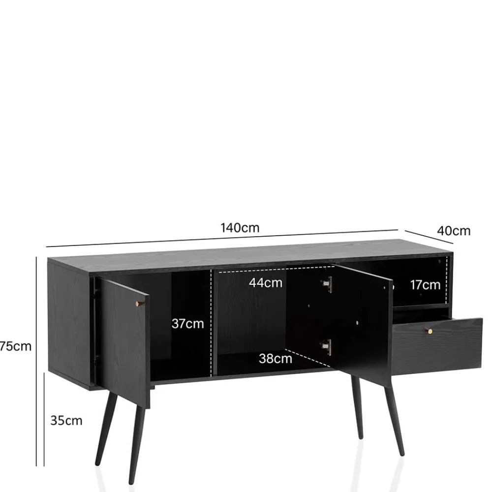 Wohnen Sideboards<Retro Sideboard in Schwarz - Flair