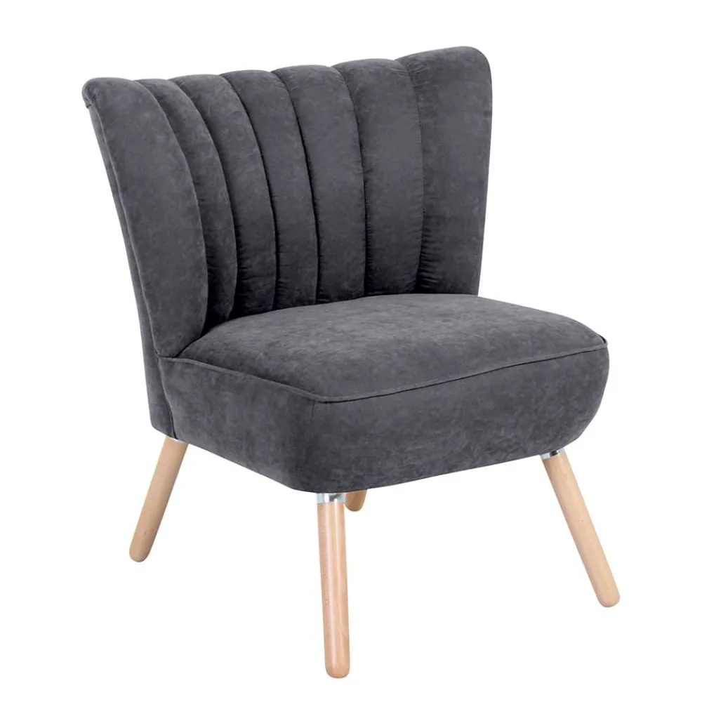 Wohnen Sessel<Retro Style Sessel in Anthrazit Velours - Valentino