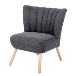 Wohnen Sessel<Retro Style Sessel in Anthrazit Velours - Valentino
